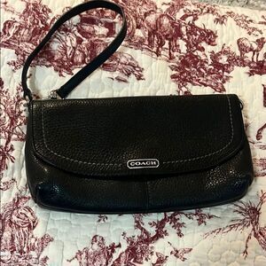 Coach Black Leather large  Wristlet